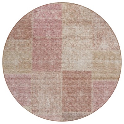 Blush Pink And Mauve Patchwork Washable Indoor Outdoor Area Rug