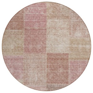 Blush Pink And Mauve Patchwork Washable Indoor Outdoor Area Rug - 1 of 4