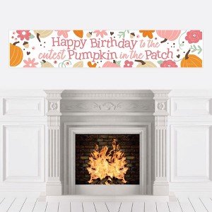 Big Dot of Happiness Girl Little Pumpkin - Happy Birthday Fall Birthday Decorations Party Banner - 1 of 4