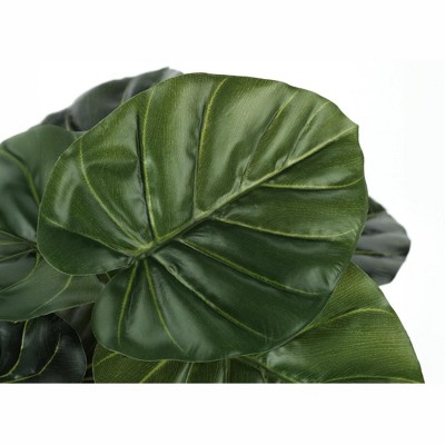 24" Tall Green Alocasia Faux Plant in Black Pot