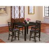 HomeStock 5-Pc Square Cappuccino Finish Solid Wood Top Dining table with 4 Chairs - 2 of 4