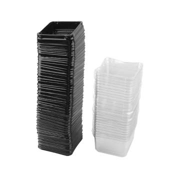 Unique Bargains Plastic Bakery Container Moon Cake Boxes Black Clear 50 Pcs