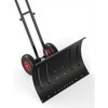 Heavy Duty 29x20 Inch Rolling Snow Shovel with Wheels – Adjustable Angled Metal Blade – Ergonomic Handle for Driveway - 2 of 4