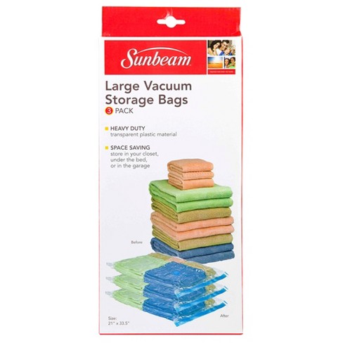 Basics Vacuum Compression Storage Bags with Hand Pump, Jumbo, 6-Pack, Clear