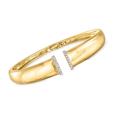 Ross-Simons 0.25 ct. t.w. Diamond-Edge Cuff Bracelet in 18kt Gold Over Sterling