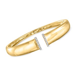Ross-Simons 0.25 ct. t.w. Diamond-Edge Cuff Bracelet in 18kt Gold Over Sterling - 1 of 4