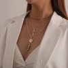 HTUTWOO Multi-layered Gold Necklace, Cross Pendant Coin Medallion Rose Pendant Layered Chain, Jewelry for Women - 2 of 4