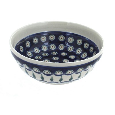 Blue Rose Polish Pottery Peacock Cereal/Soup Bowl