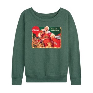 Women's - Coca-Cola - Vintage Santa With Coca Cola Ice Cooler Lightweight French Terry Slouchy - 1 of 4