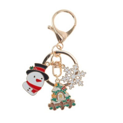 Unique Bargains Christmas Keychain Double Ring Lobster Clasp Zinc Alloy 3.15" 1Pc