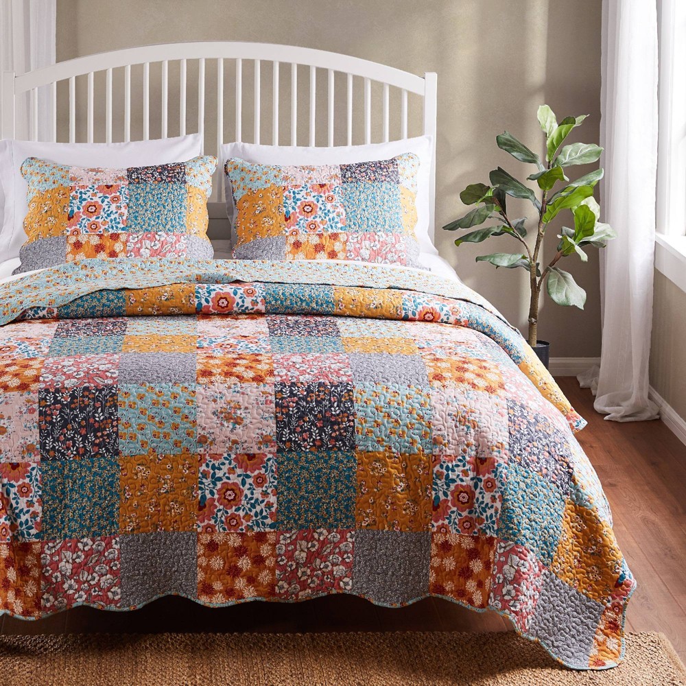Photos - Bed Linen Greenland Home Fashions 2pc Twin Carlie Quilt Set Calico: Cotton Microfiber Bedding with Pillow Sham