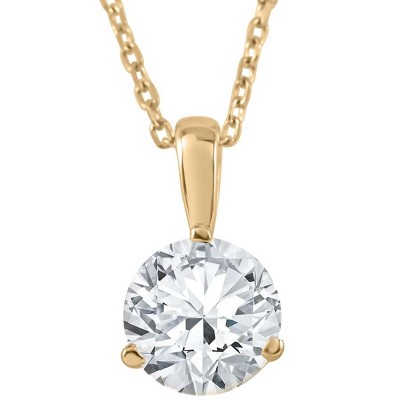Pompeii3 1/2 ct Solitaire Lab Created Diamond Pendant available in 14K and Platinum