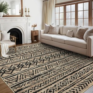 Washable Rugs Large Modern Bordered Playroom Carpet Non-Shedding Low Pile Stain-Resistant Ultra Soft Foldable Accent Rug for Living Room Office - 1 of 4