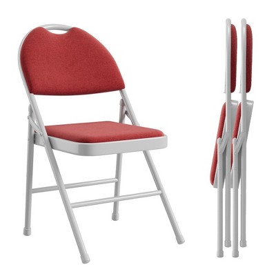Whizmax Folding Chairs 2 Pack, Metal Foldable Chair with Cushion and Non-Slip Feet Pads, PU Party Chairs for Meeting Room, Dining Room