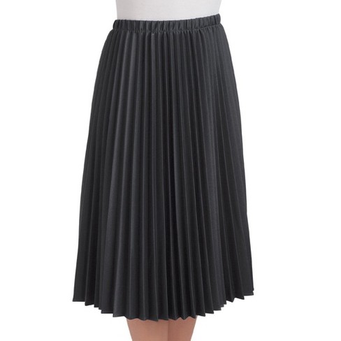 Collections Etc Pleated Mid Length Midi Skirt Medium Black Flowy Target