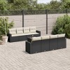 vidaXL Patio Sofa Set with Cushions Outdoor Furniture 9 Piece Poly Rattan - Black and Cream - 2 of 4