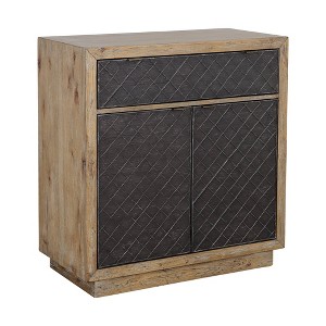 Treasure Trove Accents One Drawer 2 Door Cabinet Tyler Natural/Black: Hickory Surface, MDF Frame, Divided Storage, No Assembly Required - 1 of 4