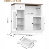 Senfot Kitchen Microwave Cabinet with Storage and Drawers, Modern Small Buffet Cabinet with Glass Doors and Adjustable Shelf - 2 of 4