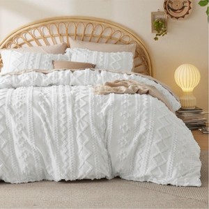 3 Pieces Boho Duvet Cover Set for All Seasons Soft Shabby Chic Embroidery Boho Bedding - 1 of 4