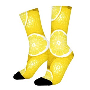 Yellow Lemon Women Printed Crew Socks Funny Funky Socks Soft Polyester Novelty Gifts for Artists Men - 1 of 1