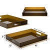 Attop 16x12 Inch Large Acrylic Tray with Handles Ottoman Coffee Table Serving Tray for Snacks Desserts Drinks Party Amber - 2 of 4