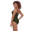 Aqua Green, Women's Princess Seam Shirred One Piece - 2 of 3