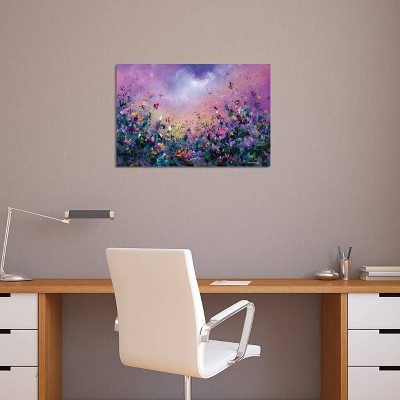12" x 18" Purple and Pink Floral Canvas Art