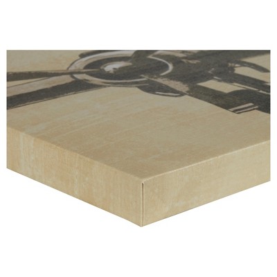 Vintage Airplane Triptych Canvas Art Set in Beige and Gray