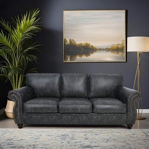 Mid-Century Vintage 3 Seater Sofa with Rivet Design - 1 of 4