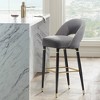 Studio 55D Simone Matte Black Bar Stool 31 1/2" High Modern Dark Gray Velvet Cushion with Backrest Footrest for Kitchen Counter Height Island Shed - 2 of 4
