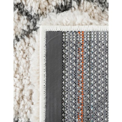 Ivory Geometric Shag Square Indoor Area Rug