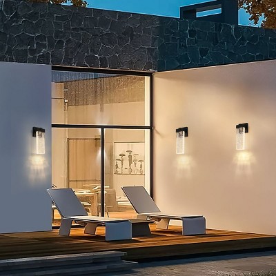 Waterproof Transparent Modern Crystal Wall Lights Aluminum Light Led Outdoor SconcesThat Comes On Automatically At Night, 2 pack-The Pop Home
