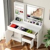 Gulches 32" Wide Makeup Vanity Desk with Light Mirror and Power Outlet, Dressing Table with Large Storage Space, Cushioned Stool for Bedroom & Studio - 2 of 4