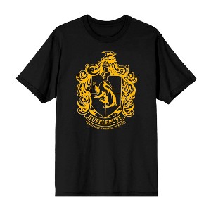 Harry Potter Hufflepuff Crest Crew Neck Short Sleeve Men's T-shirt - 1 of 2