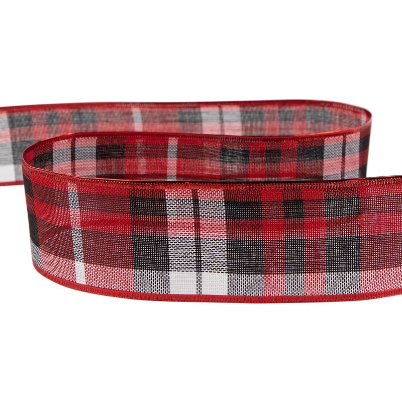 Northlight Red and Black Plaid Wired Craft Christmas Ribbon 2.5" x 10 Yards, 5 of 6