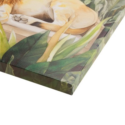 Majestic Lion in Jungle Green Canvas Wall Art