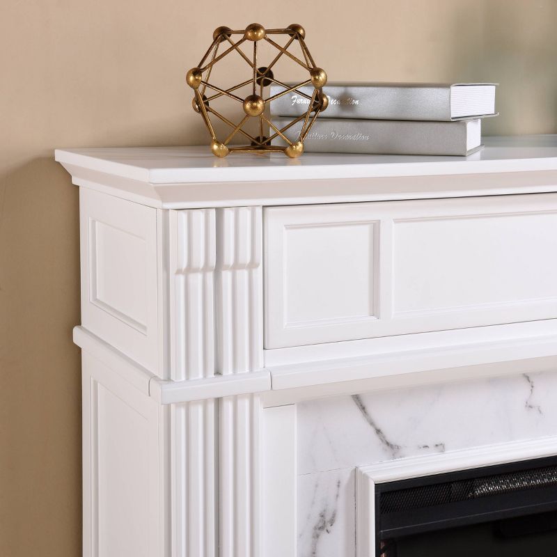 Highpoint Faux Cararra Marble Touch Panel Electric Media Fireplace White - Aiden Lane, 3 of 16