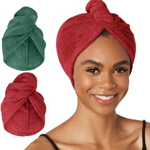 SET OF 2 MICROFIBER TURBIE TWIST HAIR TOWELS - HOLIDAY - 1 of 4