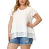 Agnes Orinda Women's Plus Size V Neck Short Flare Sleeve Double Layers Chiffon Casual Summer Blouses - 2 of 4