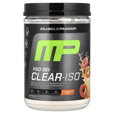 MusclePharm Pro Series Clear-ISO, Protein Powder Drink Mix, Sour Peach Rings, 1.14 lbs (520 mg)