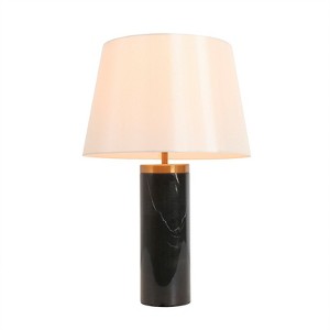 LNC Flabellum 24.8-in Modern Bedside/Standard Table Lamps,Polished Gold and Black with Fabric Shade - 1 of 1