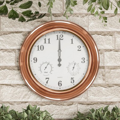Nature Spring Copper Clock Thermometer Hygrometer