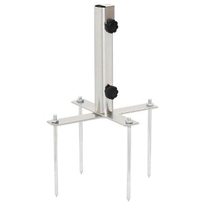 vidaXL Parasol Base with Ground Spikes for Ã˜1.3"-1.5" Silver Steel - 1 of 4