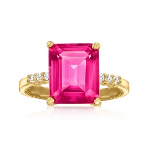 Ross-Simons 5.35-5.25 ct. t.w. Pink and White Topaz Ring in 18kt Gold Over Sterling - 1 of 4