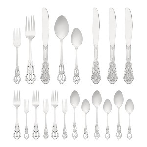 REGALWOVEN 20 Piece Stainless Steel Floral Modern Flatware Cutlery Set Silverware Set - 1 of 4