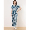 cheibear Women's Silky Short Sleeves Sleepshirt with Pants Sleepwear Pajama Set 2 Pcs - 2 of 4