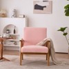 KTMBDW Mid-Century Accent Chair Modern Retro Leisure, Solid Wood Frame Upholstered Teddy Fleece Fabric Single Sofa Armchair for Living Room, Bedroom - 2 of 4