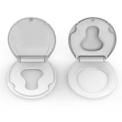 Round Toilet Seat with Built-in Toddler Seat for Easy Potty Training Slow Close Feature,Easy Install and Clean, Perfect for Both Adults and Children