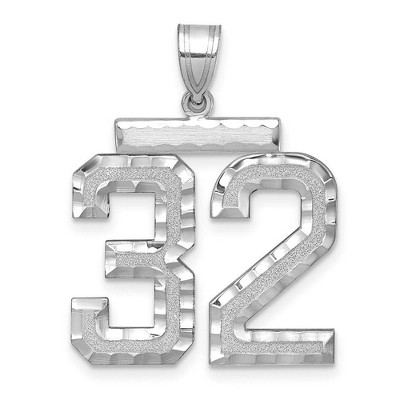 Black Bow Jewelry 14k White Gold, Varsity Collection, Large D/C Pendant, Number 32