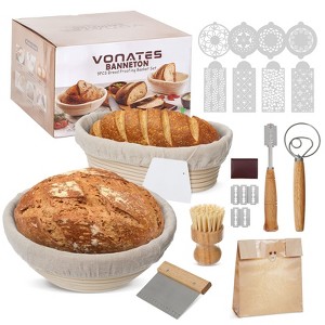 VONATES Sourdough Bread Making Kit – 9" Round & 10" Oval Banneton, Scoring Tools & More for Home Bakers - 1 of 4